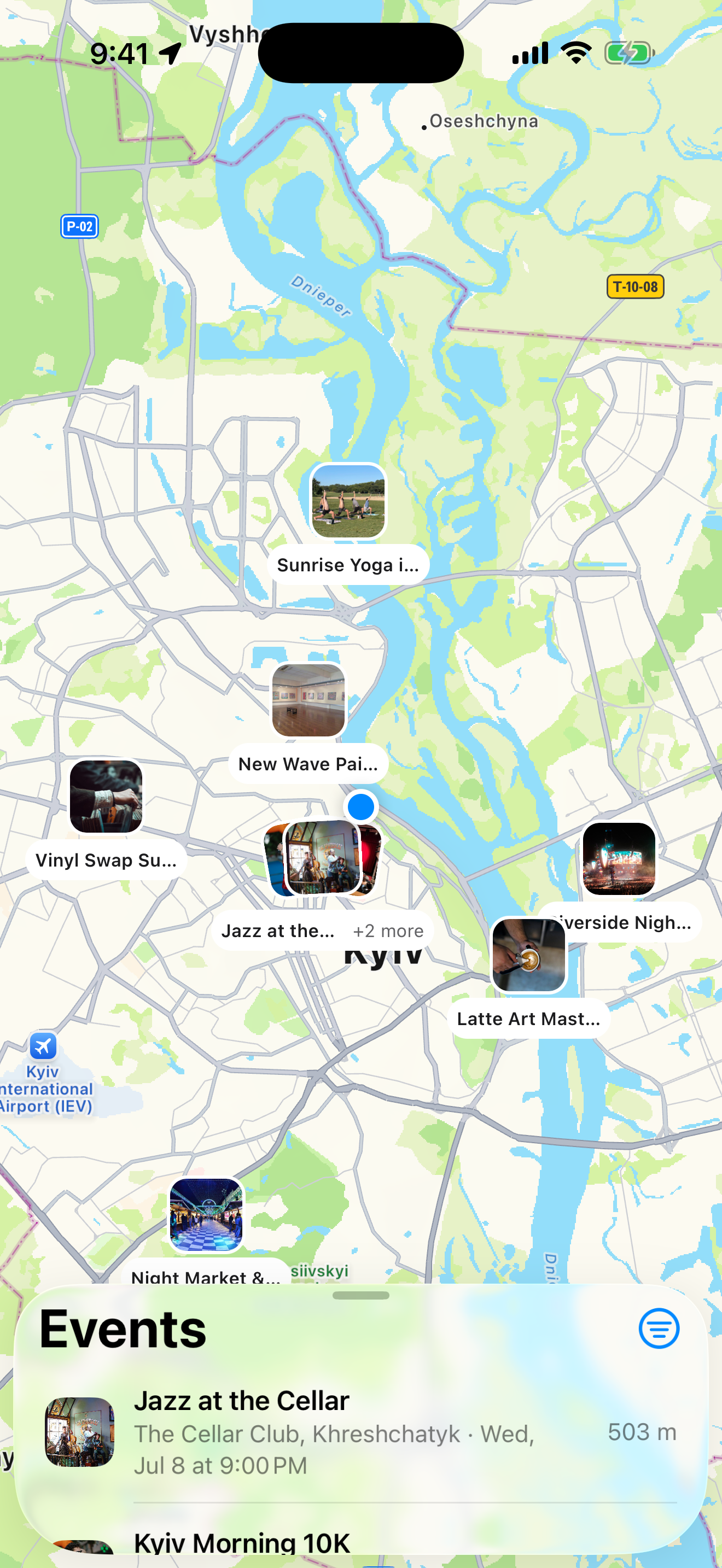 Nook map of nearby events